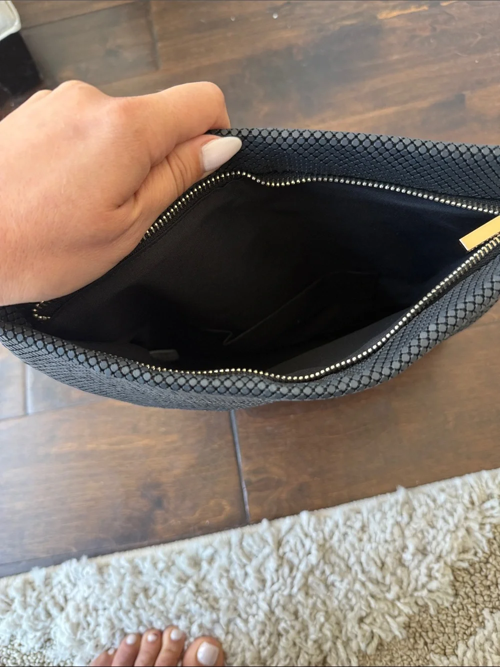 Shiraleah Black Mesh Fold-Over Clutch